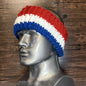 Buffalo Football Inspired Hand Knit Head Wrap Red White Blue Winter Ear Warmer