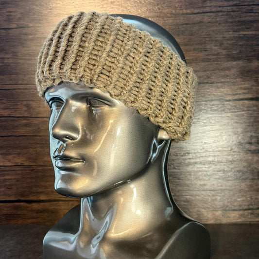 Coffee Knit Head Wrap Cozy Ear Warmer Soft Neutral Winter Accessory