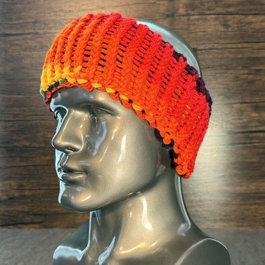 Hand Knit Swirled Rainbow Head Wrap Colorful Boho Cozy Ear Warmer