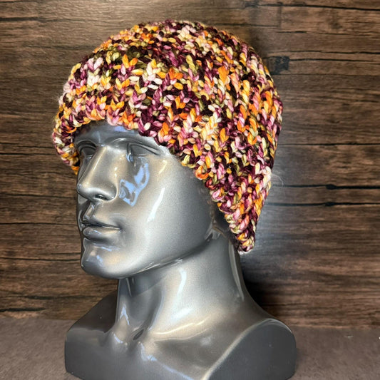 Autumn Harvest Knit Hat Cozy Handmade Beanie Fall Winter Warm Boutique Gift Comfortable Stylish