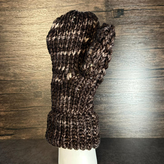 Espresso Brown Light Cozy Handknit Mittens Warm Winter Gloves Neutral Earth Tone Accessories Gift
