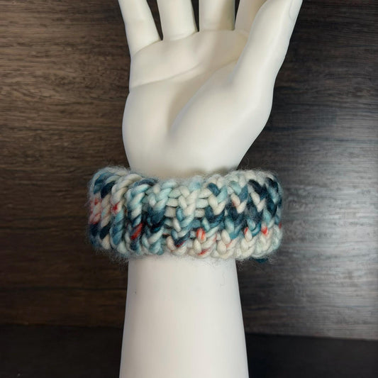 Winter Coast Knit Scrunchie Handmade Ocean Inspired Hair Accessory Soft Colorful Gift