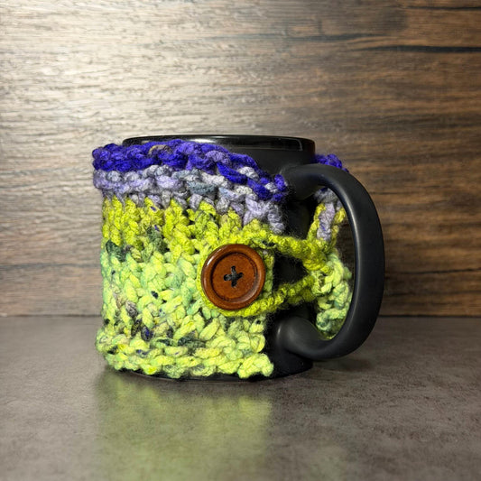 Aurora Pride Knit Mug Wrap Handmade Northern Lights Inspired Coffee Cup Cozy Gift
