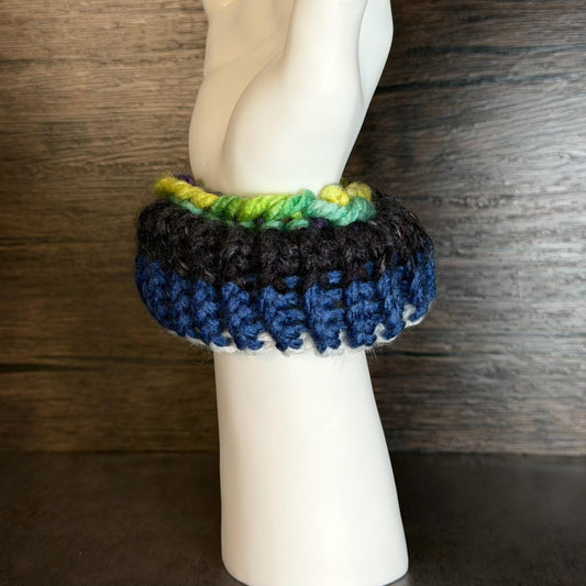Colorful Galaxy Pride Knit Scrunchie | Handmade Rainbow Hair Accessory