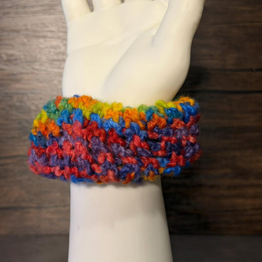 Rainbow Pride Handmade Knit Scrunchie Cozy Hair Accessory LGBTQ Gift Colorful Ponytail Holder