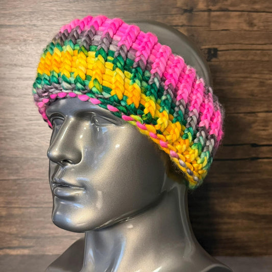 Hand Knitted Superwash Merino Wool Head Wrap – Colorful Cozy Earwarmer Accessory