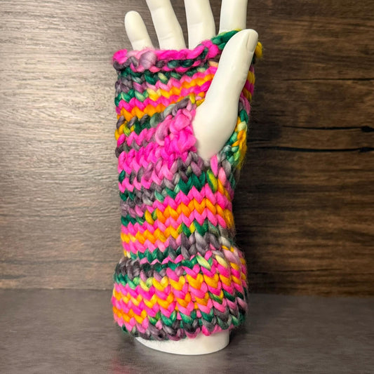 Carousel Confections Fingerless Gloves Handmade Superwash Merino Wool Colorful Cozy Soft Winter Accessories Gift