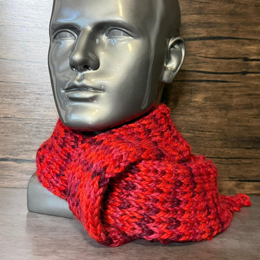 Handmade Baby Alpaca Scarf | Crimson Burgundy Knit, Soft Warmth