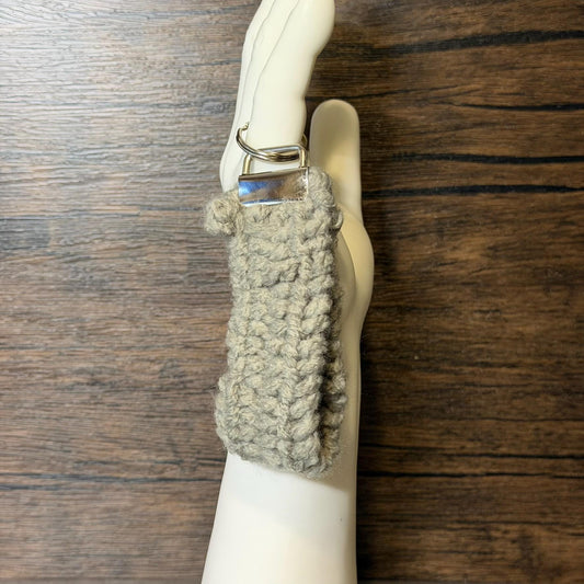 Handmade Knit Key Fob Wristlet – Soft Heather Gray Everyday Accessory