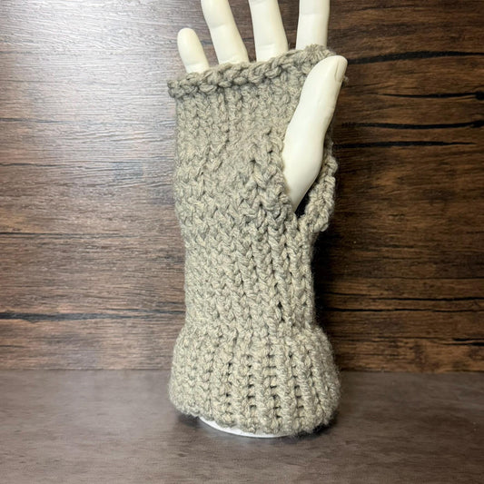 Handmade Gray Fingerless Gloves: Soft Acrylic Blend, Cozy Winter Warmth