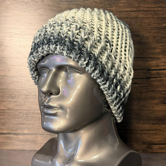 Sea Tranquility Knit Hat Handmade Gray Wool Blend Winter Beanie Cozy Unisex Gift Warm