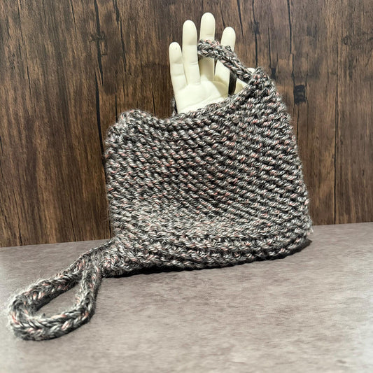 Handmade Knitted Crossbody Bag, Smoked Rose Marled Purse, Shoulder Bag, Neutral Everyday Accessories