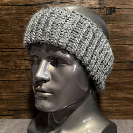 Graystone Wool Head Wrap Handmade Knit Earwarmer Cozy Winter Gray Soft Rustic Comfortable Accessory