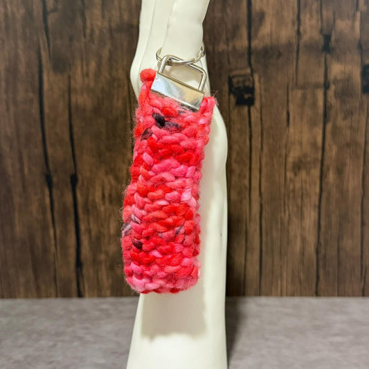 Valentine’s Revenge Key Fob Handmade Red Pink Black Superwash Merino Wool Wristlet Gift Accessory